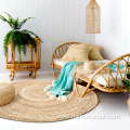 Natural fiber braided hand round carpet resort rug